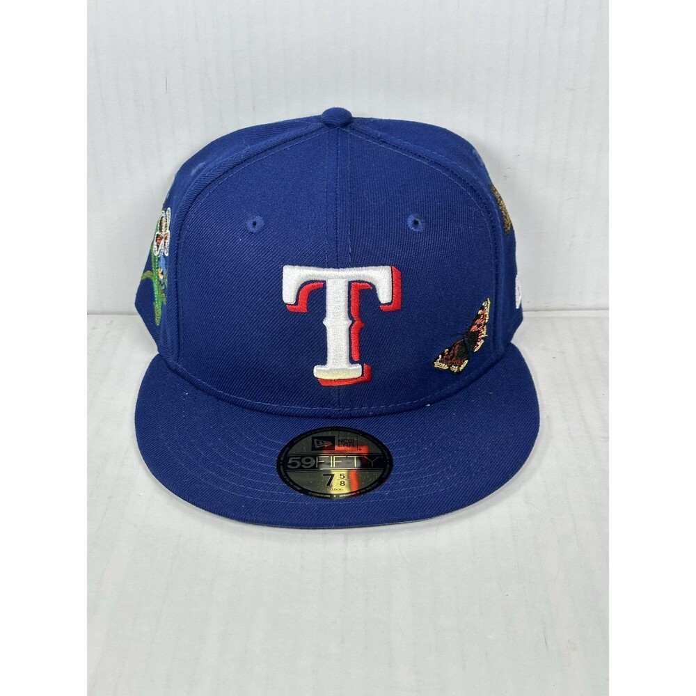 New Era Texas Rangers 59FIFTY MLB Hat Cap Felt Living Side Patch Size 7 5/8
